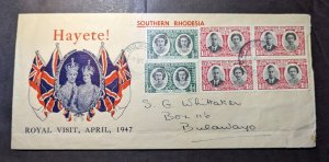 1947 British Southern Rhodesia Royal Visit Souvenir Cover Bulawayo Local Use