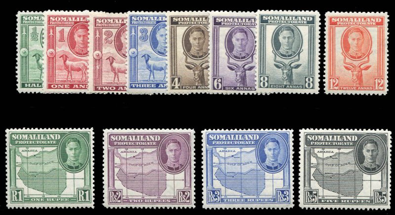 Somaliland Protectorate #96-107 Cat$55, 1952 George VI, complete set, lightly...