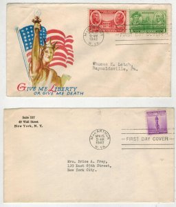 WW2 Patriotic 1942 MACARTHUR WEST VIRGINIA 1ST DAY POST OFFICE LIBERTY SET OF 2