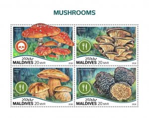 MALDIVES - 2018 - Mushrooms - Perf 4v Sheet - Mint Never Hinged