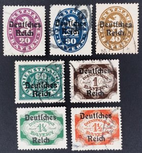 Bavaria, Scott #O55-O57,O59,O64-O66, F-VF used, thins on O65 & O66