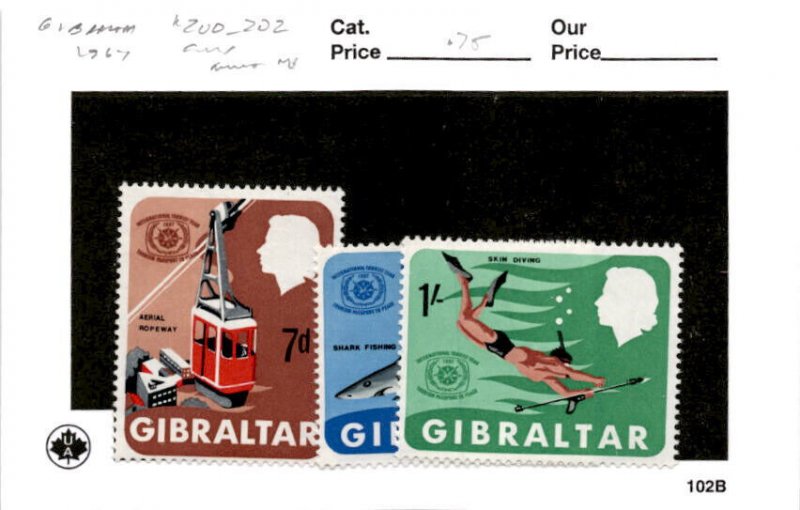 Gibraltar, Postage Stamp, #200-202 Mint NH, 1967 ITY Emblem (AB)