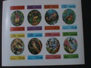 ​DHUFAR-WORLD LOVELY BEAUTIFUL BIRDS MNH IMPERF SHEET VF-EST.VALUE $14 RARE