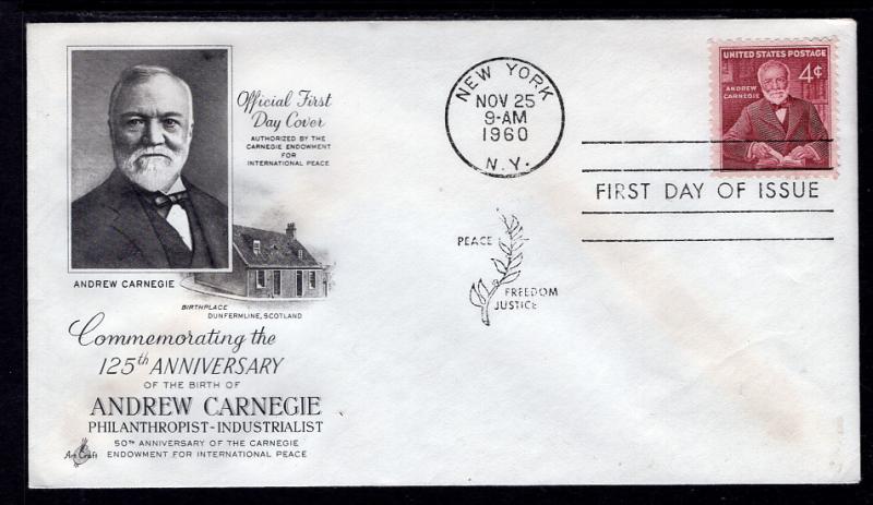 US 1171 Andrew Carnegie Artcraft U/A FDC