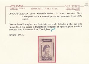 1946 POLISH CORP, n . 8Bb 2z. light chocolate brown THICK PAPER (*)