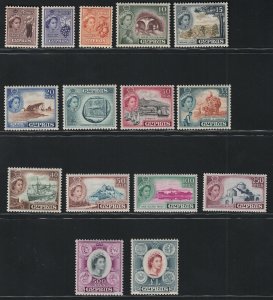 1955 Cyprus, Elizabeth SG # 173/87, 15 Values, MNH**