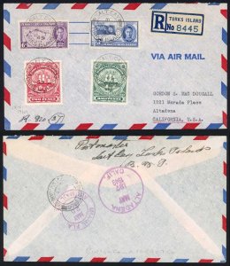 Turks and Caicos KGVI 4 values on Cover Salt Cay Pmk