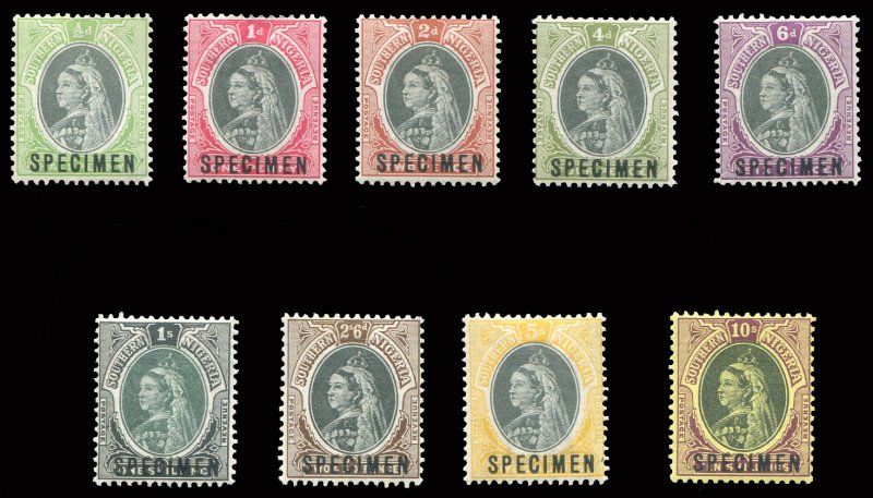 Southern Nigeria #1-9S (SG 1-9s) Cat£225, 1901 Victoria, complete set, overp...
