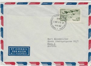 Israel 1962 Airmail to Austria multi plane Stamps Cover ref  R18009