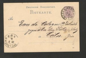 GERMANY -TRAVELED OLD POSTCARD-STATIONERY-1886.