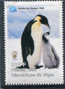 Niger 1998 BIRDS PENGUINS OCEAN YEAR SCOUT 1 value Perforated Mint (NH)