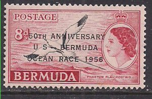 Bermuda 1956 QE2 8d 50th Anniv .Boat race SG 154 MNH ( K1003 )