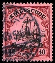 German Colonies, Kiauchau #38 (Mi. 33) Cat€65, 1905-16 40c lake and black, ...