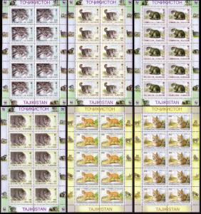 Tajikistan WWF Pallas's Cat 6 Sheetlets of 10 stamps each 10 sets SG#90-95