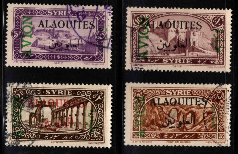 Alaouites Scott C5-C8 Used surcharged airmail stamp set 1925 few small thins