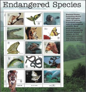 US 3105 - MNH Pane of 15 - 32¢ Stamps - Endangered Species.  FREE SHIPPING!!