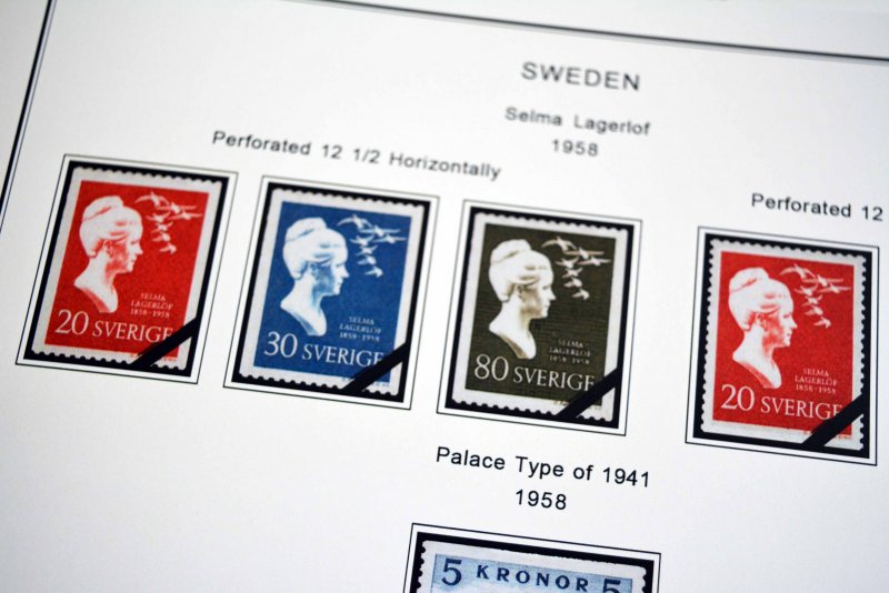 COLOR PRINTED SWEDEN 1941-1970 STAMP ALBUM PAGES (47 illustrated pages)