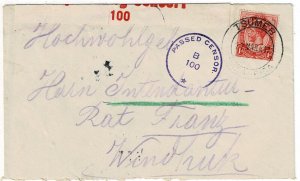 South West Africa 1917 Tsumeb cancel on cover to Windhoek, censored