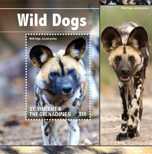 St. Vincent 2015 - Wild Dogs, Animals, Fauna & Flora - Souvenir Sheet - MNH