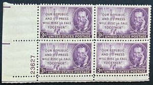 (S6Bf) US: 3 cents stamp block