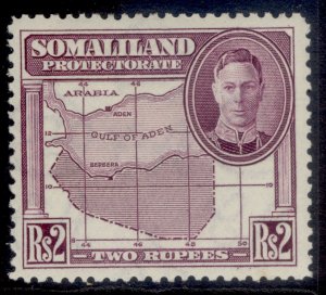 SOMALILAND PROTECTORATE GVI SG114, 2r purple, M MINT. 