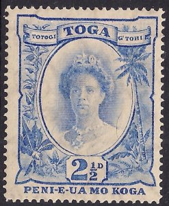 Toga -Tonga 1920 - 35 KGV 2 1/2d Queen Salotte MM Recut value SG 59a ( L442 )