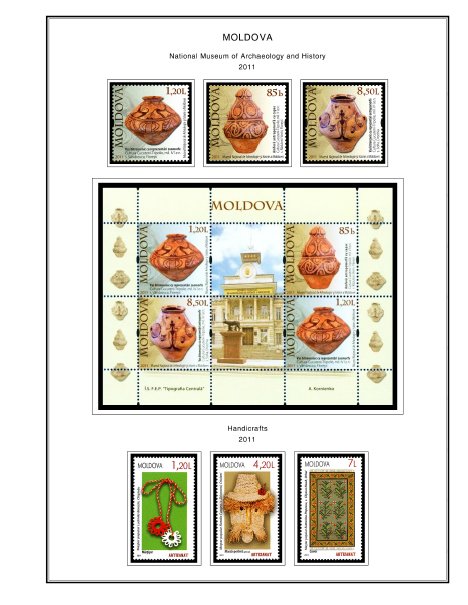 COLOR PRINTED MOLDOVA 2011-2020 STAMP ALBUM PAGES (52 illustrated pages)