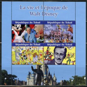 CHAD  2021 THE LIFE & TIMES OF WALT DISNEY SET OF TWO  SHEETS  MINT NEVER HINGED