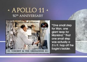 St. Vincent 2018 - Apollo 11, 50 Years, Moon Landing - Souvenir Sheet - MNH