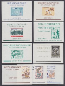 Korea Sc 321a-329a MNH. 1961 imperf souvenir sheets, run of 9 different, VF.