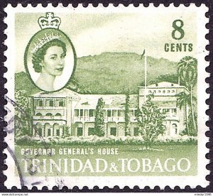 TRINIDAD & TOBAGO 1960 QEII 8c Yellow-Green SG288 FU