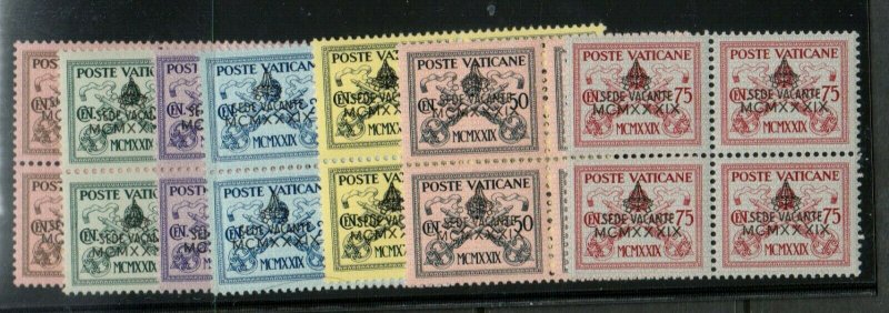 Vatican City #61 - #67 Very Fine Never Hinged Set In Blocks