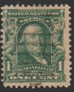 SC# 300 - (1c) - Franklin, blue green - Used, Single