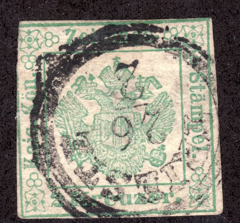 1853 Austria newspaper tax stamp imperf used issue Sc# PR1 CV: $57.50