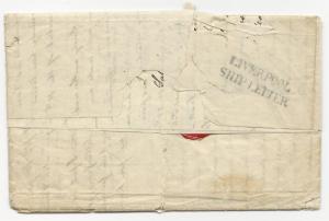 US Stampless Trans-Atlantic Ship Cover Folded Letter New York via Liverpool