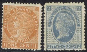 PRINCE EDWARD ISLAND 1872 QV 1C AND 2C