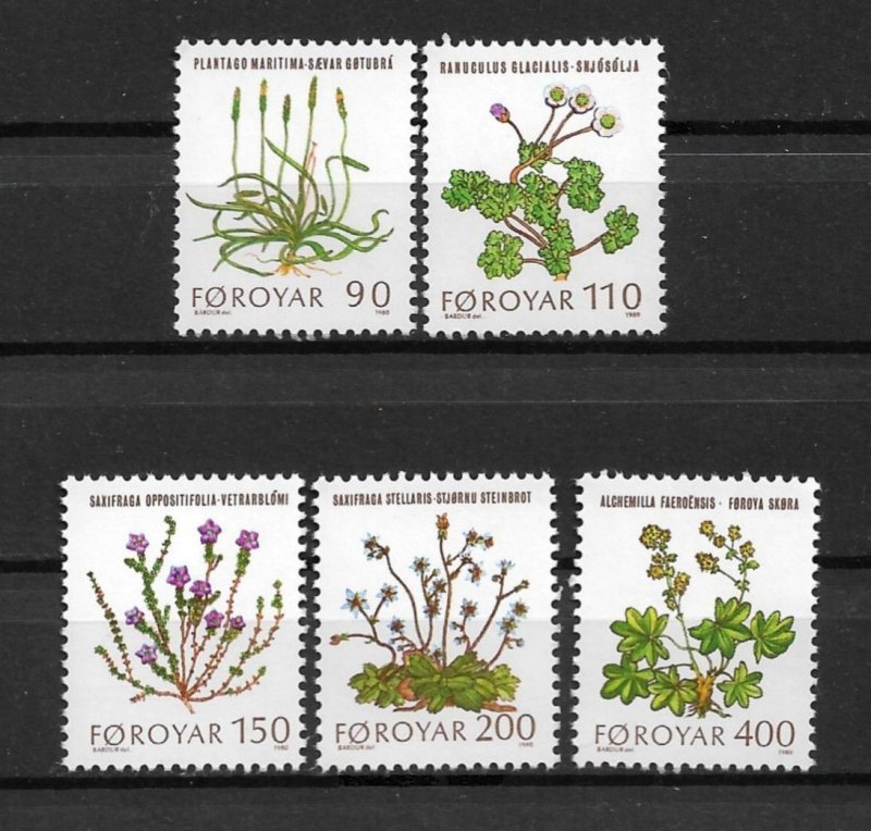 1983 Faroe Islands 48-52 Flowers C/S of 5 MNH
