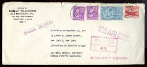 U.S. Scott 817 (2) Prexies, C33, E17 on Reg. Air Spec. Del. Ret. Rcpt. Cover