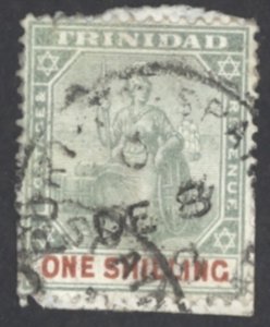 Trinidad Sc# 85 Used 1896-1904 1sh green & orange brown Britannia