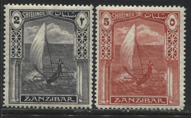 Zanzibar 1936 2 and 5 shillings mint o.g.