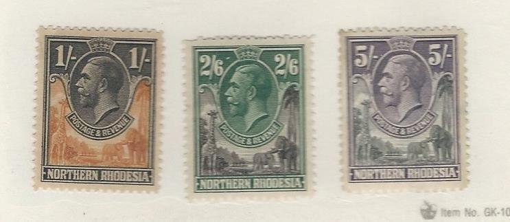 Northern Rhodesia, Postage Stamp, #10, 12, 14 Mint Hinged, 1925-29, JFZ