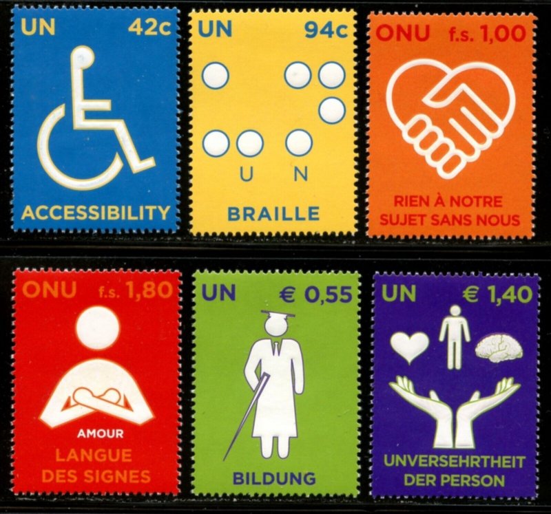 UNITED NATIONS Sc#NY 960-961 GE 485-486 VI 427-428 2008 Disabilities Cpl MNH