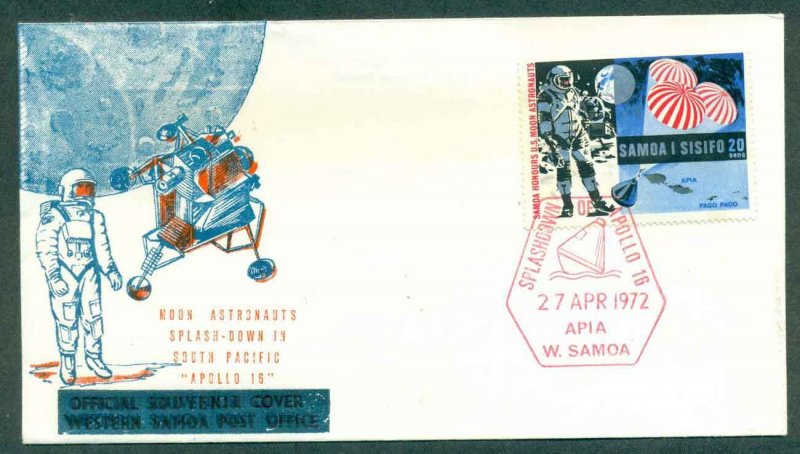 Samoa 1972 Apollo 16 Splashdown FDC lot50408