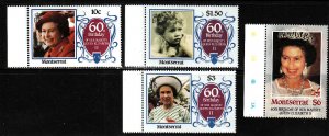 Montserrat-Scott#600-3-Unused NH set-QEII 60th birthday-R