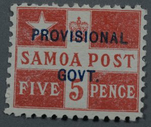 Samoa #35 Unused VG OG PH HRM Rest Gum FN Black Overprint