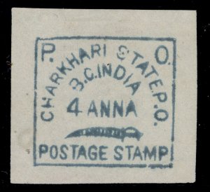 INDIAN STATES - Charkhari QV SG9a, 4a turquoise-blue, UNUSED. Cat £10.