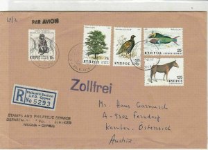 Cyprus 1979 Slogan Cancel Regd Airmail Flora & Fauna Stamps Cover Ref 30532