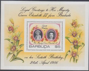 BARBUDA Sc# 782 MNH SOUVENIR SHEET - 60th BIRTHDAY QUEEN ELIZABETH II