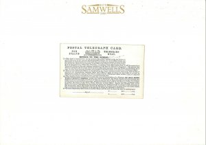 GB GPO POSTAL TELEGRAPH CARD *Missing 1s Embossed Die* c1872 {samwells}E92 