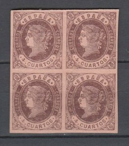 Spain 1862 Block x4 Isabel II Ed.58 MNH Original Gum Luxe